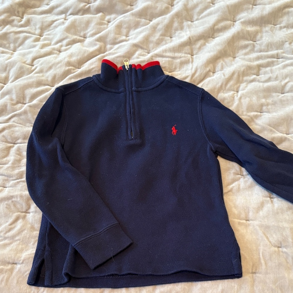 Polo Ralph Lauren Navy quarter Zip Pullover with Red Logo